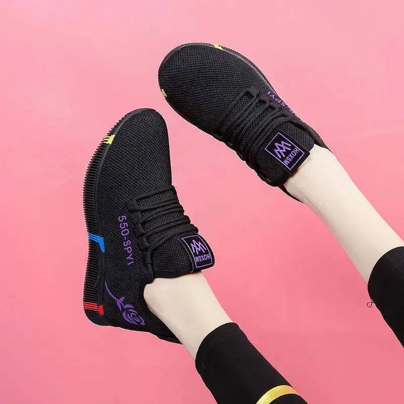 Mesh Womens Vulcanized Breathable Mom Shoes Lace Up Lightweight Female Flats Soft Women Sneakers Non Slip Zapatos De_desvips.com
