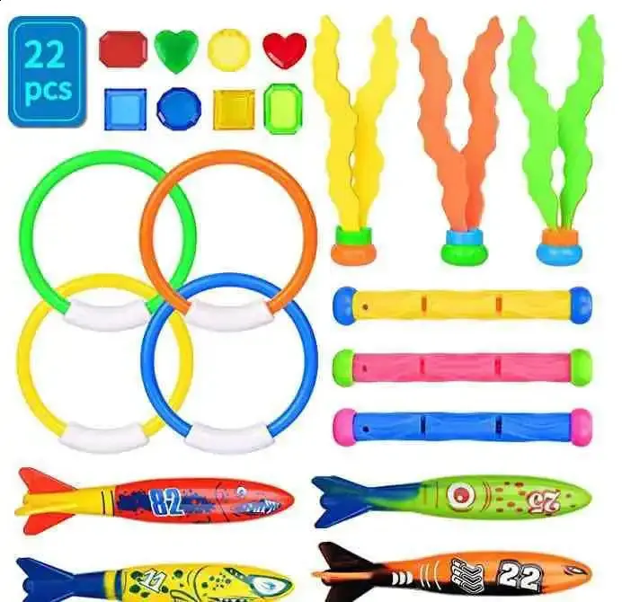 Set De 29 Juguetes De Buceo Para Piscina – Anillos, Boyas, Torpedos Y Joyas Submarinas Para Niños De 5 A 9 Años