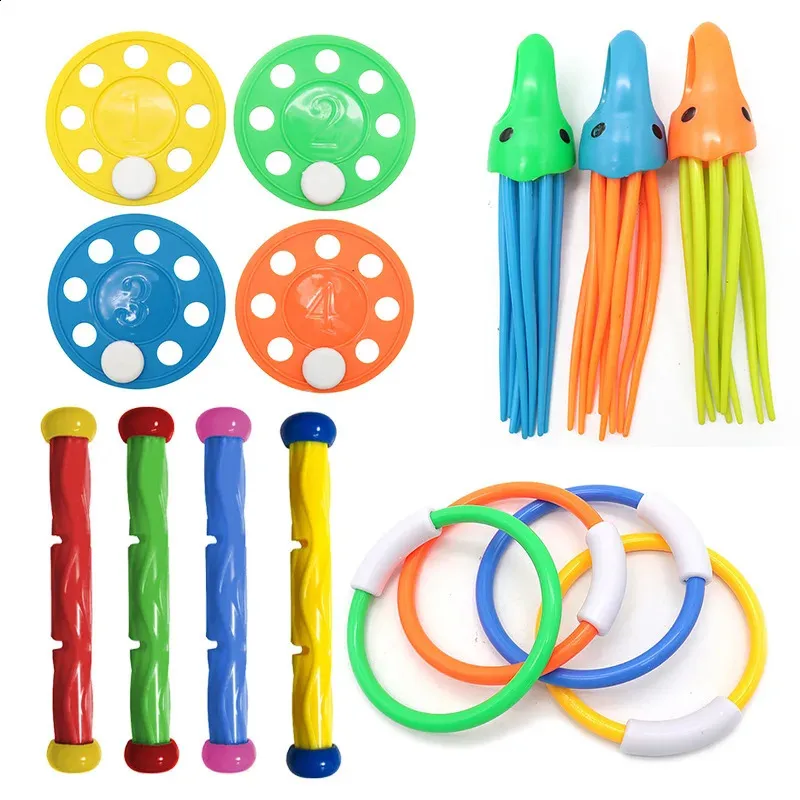 Set De 8 Juguetes De Buceo Para Piscina – 4 Torpedos Y 4 Anillos De Colores, Sumergibles Y Ligeros, Para Niños De 4 Años En Adelante