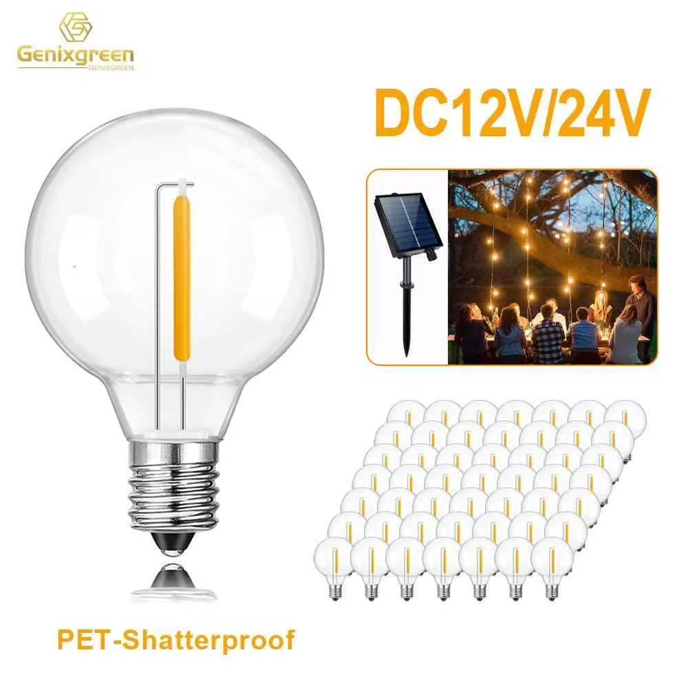 4 LED G40 Glühbirnen, 3W, Warmweiß E12 3V Niederspannungs-LED-Lampen, 360 Winkel LED Glühbirnen für wetterfeste G40 Globe String Lights, Außenbeleuchtung [Energieklasse A