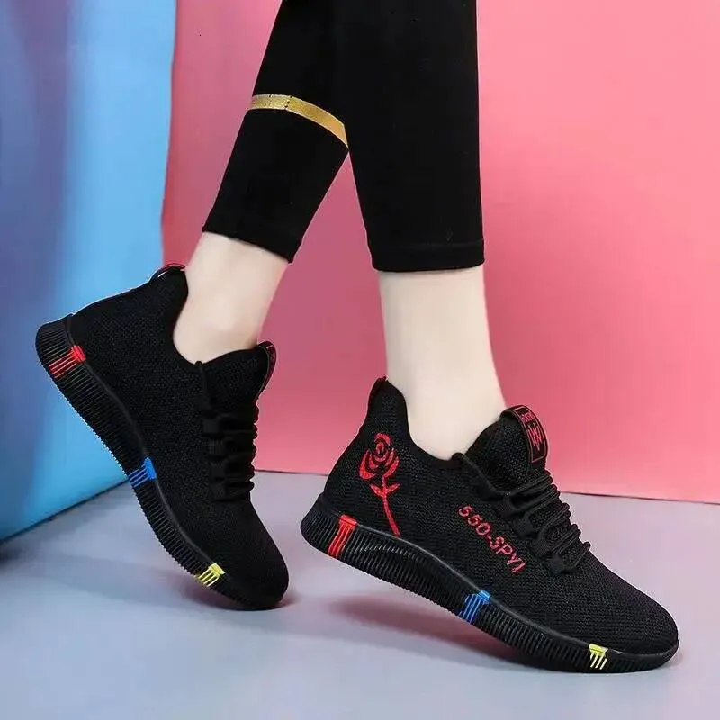 Mesh Womens Vulcanized Breathable Mom Shoes Lace Up Lightweight Female Flats Soft Women Sneakers Non Slip Zapatos De_desvips.com