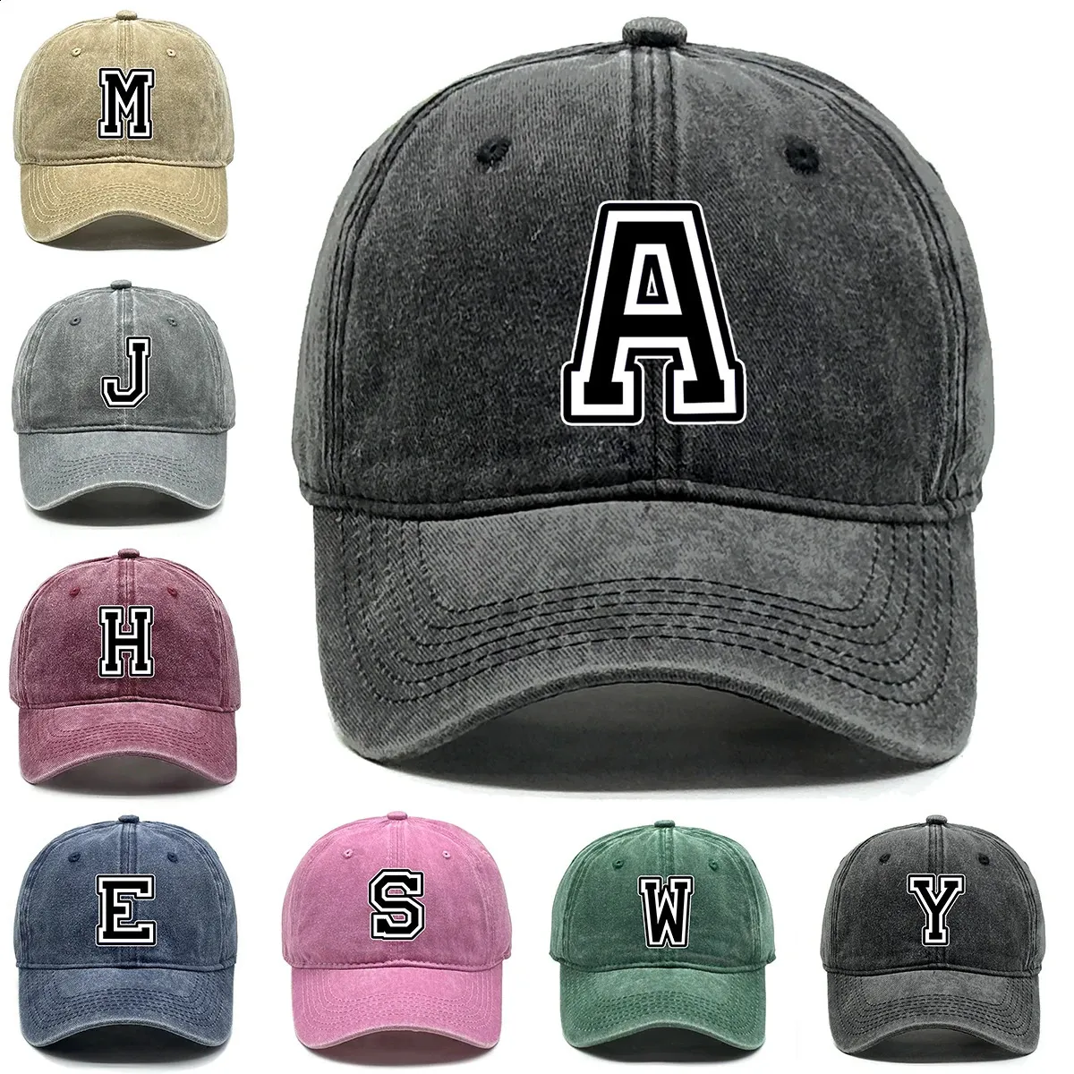 Cap Letter Personalized Alphabet Baseball Caps For Men Women Adjustable Cotton ...