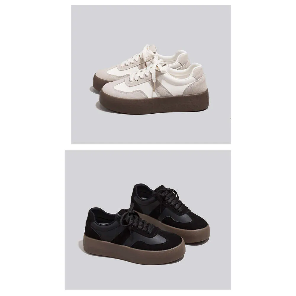 Women's Designer Golf Trainers White Versatile Thick-soled Shoes_voghion.com