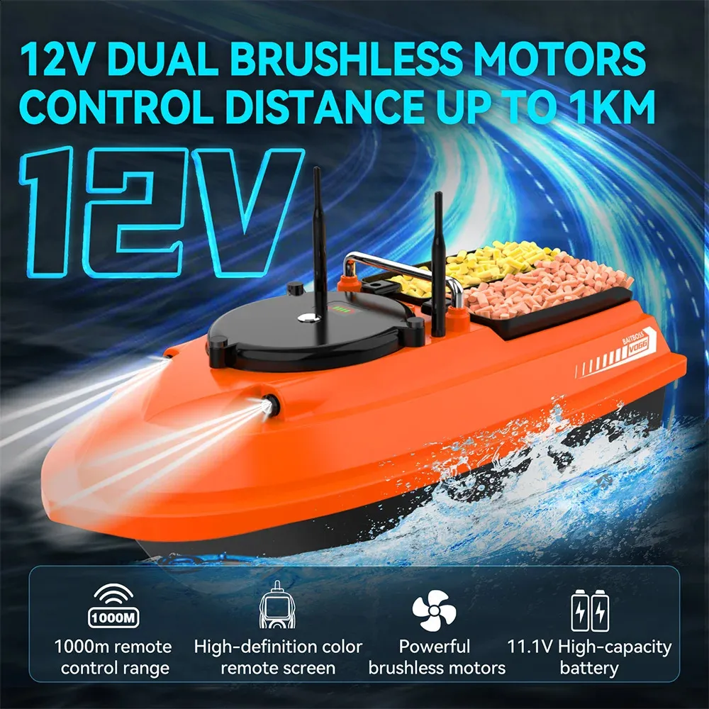 DINGYU Barco De Pesca RC Con GPS Y Retorno Automático – Doble Motor, Autonomía 5200mAh, Alcance 500m, Carga 2kg