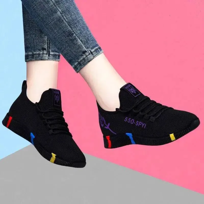 Mesh Womens Vulcanized Breathable Mom Shoes Lace Up Lightweight Female Flats Soft Women Sneakers Non Slip Zapatos De_desvips.com