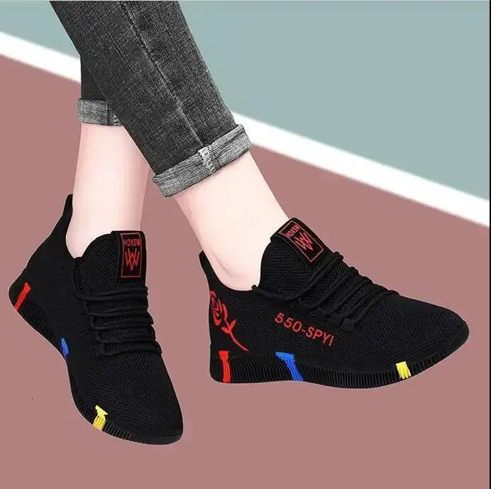 Mesh Womens Vulcanized Breathable Mom Shoes Lace Up Lightweight Female Flats Soft Women Sneakers Non Slip Zapatos De_voghion.com