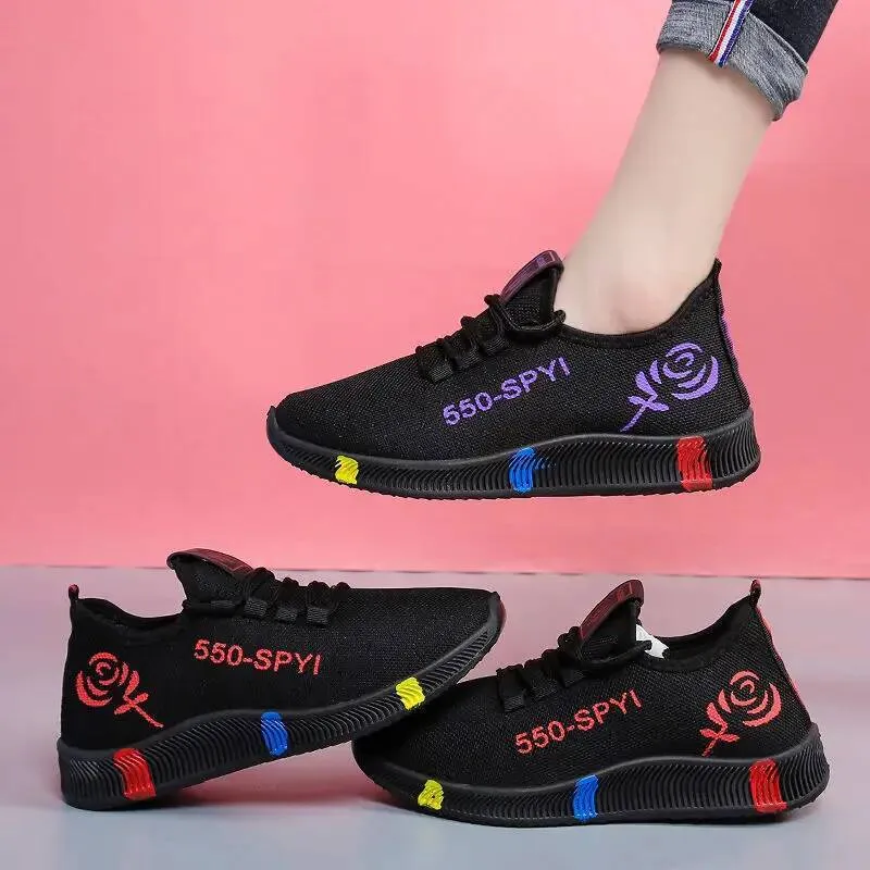 Mesh Womens Vulcanized Breathable Mom Shoes Lace Up Lightweight Female Flats Soft Women Sneakers Non Slip Zapatos De_desvips.com