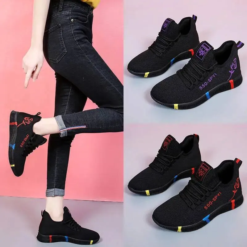 Mesh Womens Vulcanized Breathable Mom Shoes Lace Up Lightweight Female Flats Soft Women Sneakers Non Slip Zapatos De_desvips.com