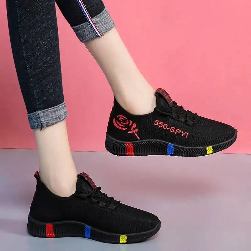 Mesh Womens Vulcanized Breathable Mom Shoes Lace Up Lightweight Female Flats Soft Women Sneakers Non Slip Zapatos De_desvips.com