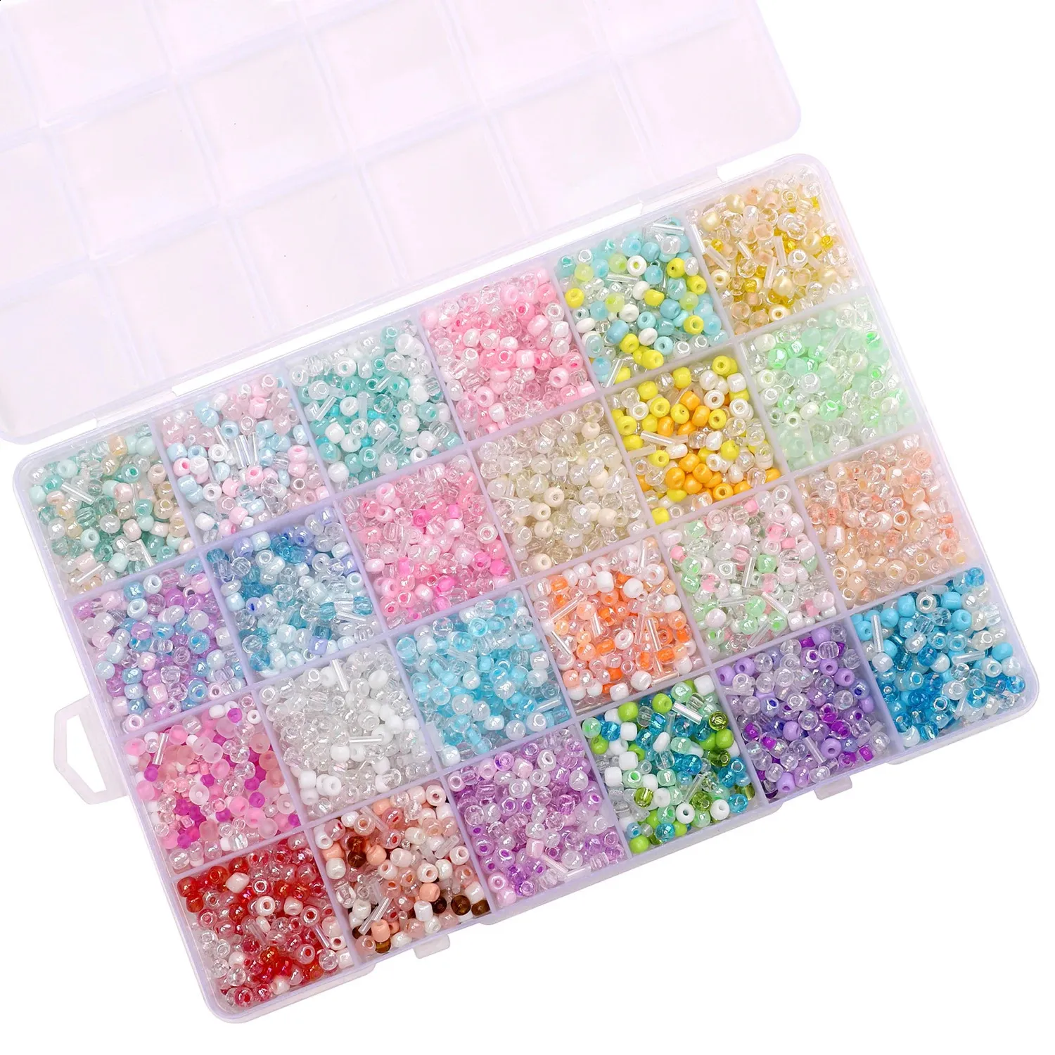 1224 Grids Of Mixed Color Glass Glass Rice Beads For DIY Jewelry Making ...