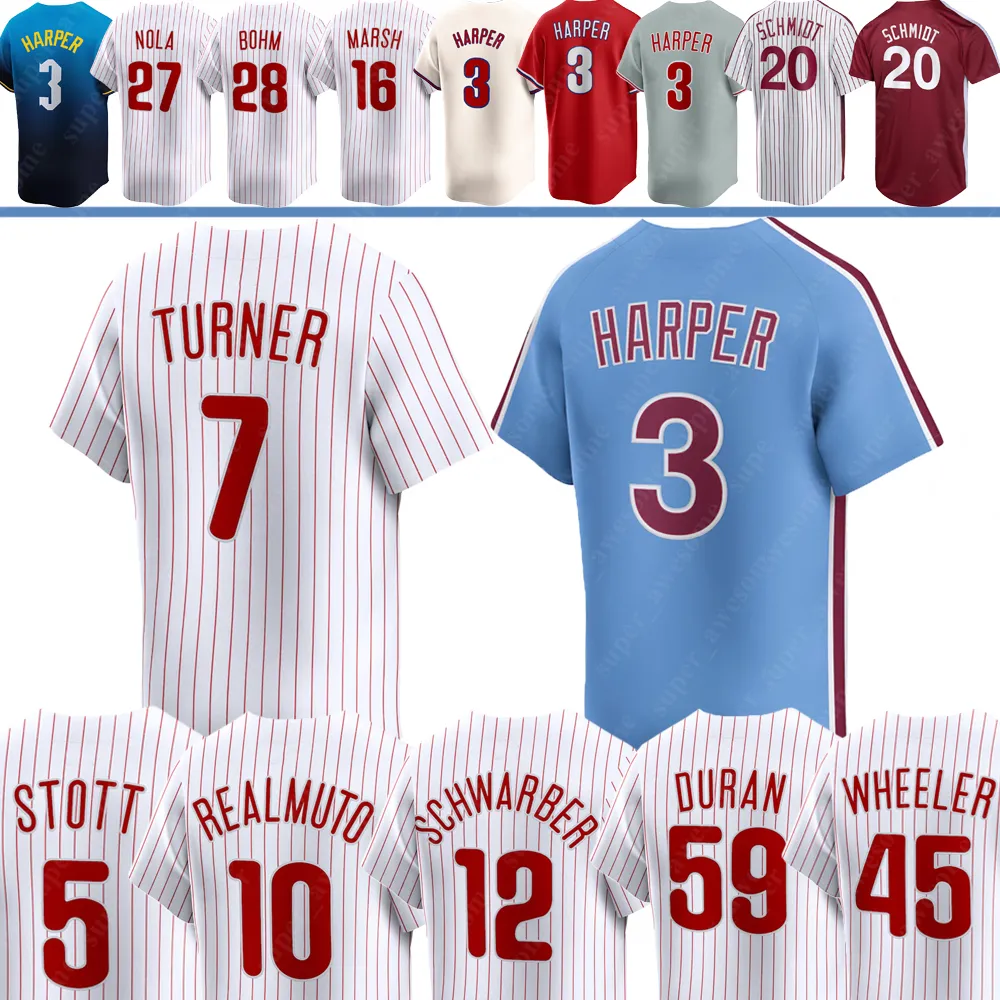 Jhoan Duran Harper Baseball Jersey Trea Turner Kyle Schwarber JT