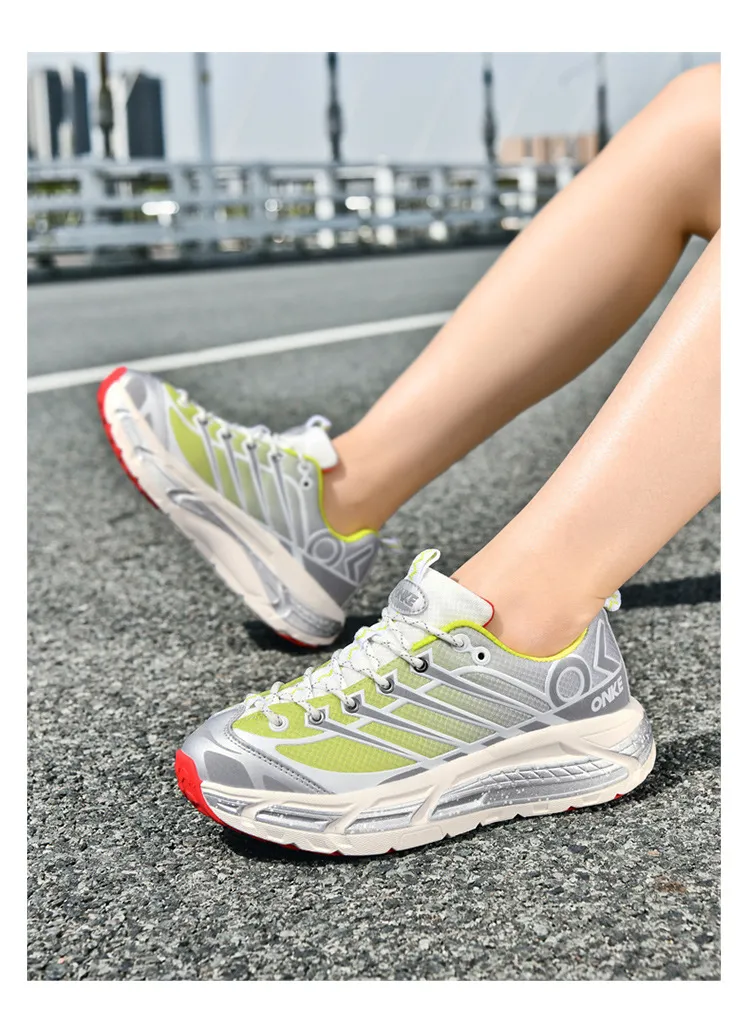 ONKE Free Shipping Designer Lightweight Shock-absorbing Mesh Breathable Running Jogging Shoes Artistic White_desvips.com