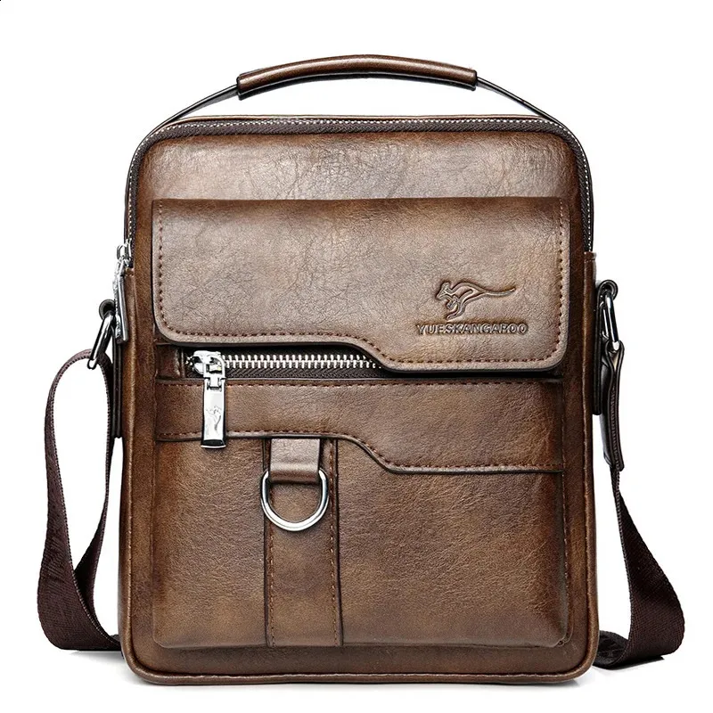 Men's PU Leather Sling Bag with Zipper Closure for Daily Use Crossbody ...