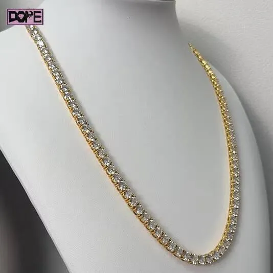 925 シルバー テニス チェーン 3mm 5mm ゴールドメッキ VVS 