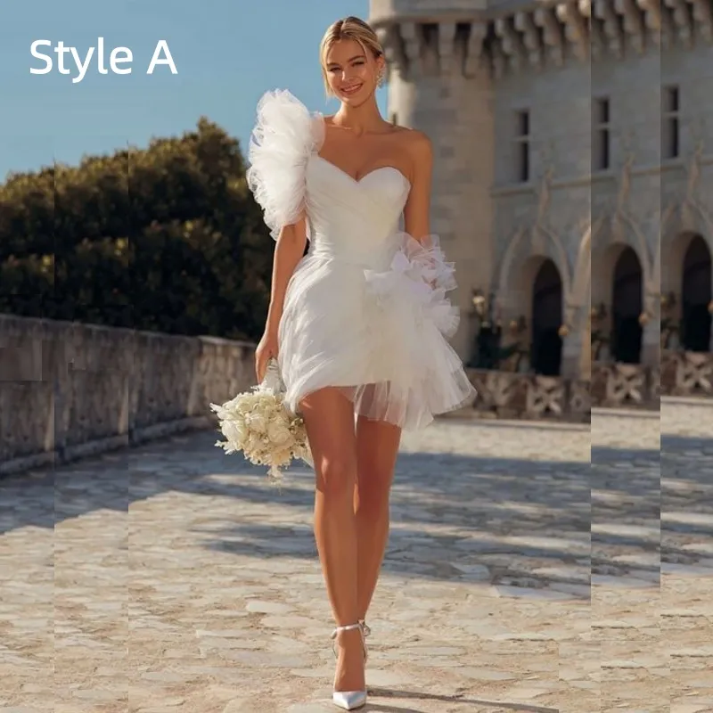 short beach wedding dresses with sleeves Ivory Chiffon Beach Wedding Dresses Rhinestone Belt Short Sleeve Wedding Dress AWD1162 main image 1
