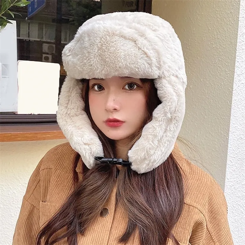 Unisex Beige Trapper Hat with Ear Flaps Winter Russian Style Windproof ZQUUVOU Winter Trapper Hat for Men Women Fleece Lined Warm  main image 4