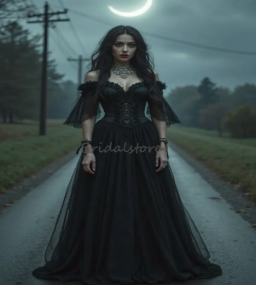 Fantasy Sorceress Gothic Evening Dress Black Cap... From 103,73  | DHgate