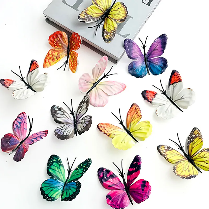 Colorful Artificial Butterfly Silk Flower Heads Fake Flowers For DIY ...