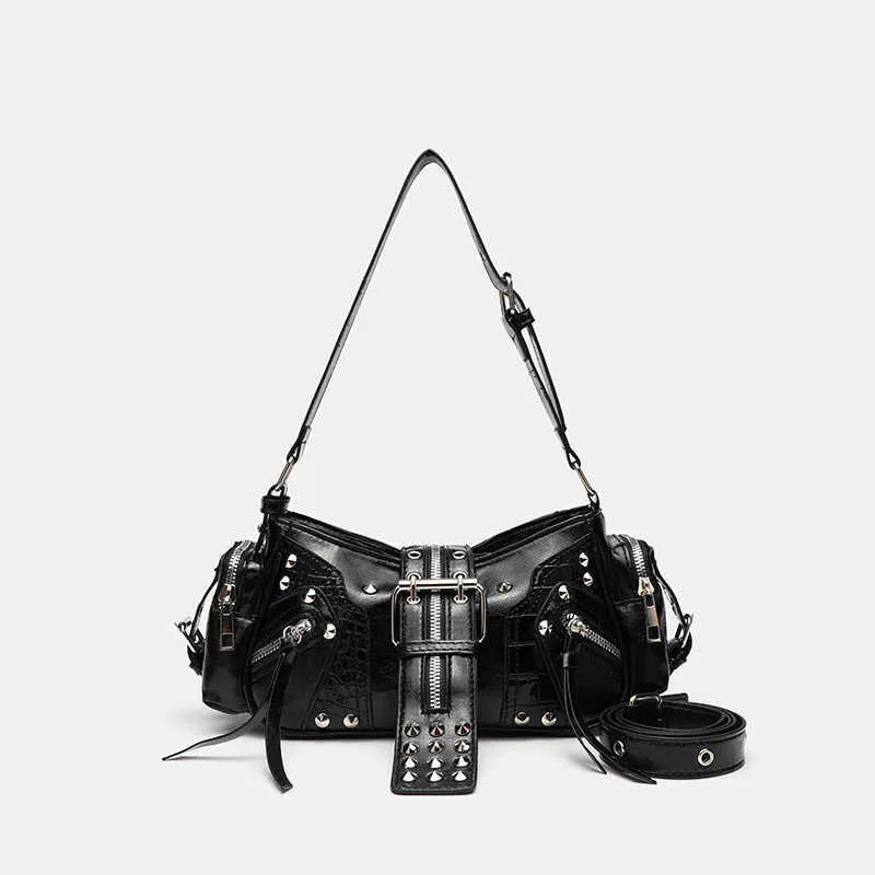 【Y2K】archive leather shoulder bag studs Y2K Punk Bag Studded PU Leather Handbag for Women Gothic