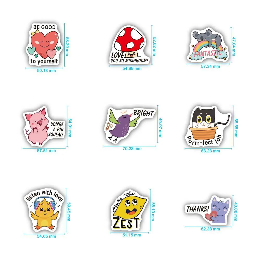 Encourage Stickers: 100 Cute Cartoon English Motivation Stickers for ...