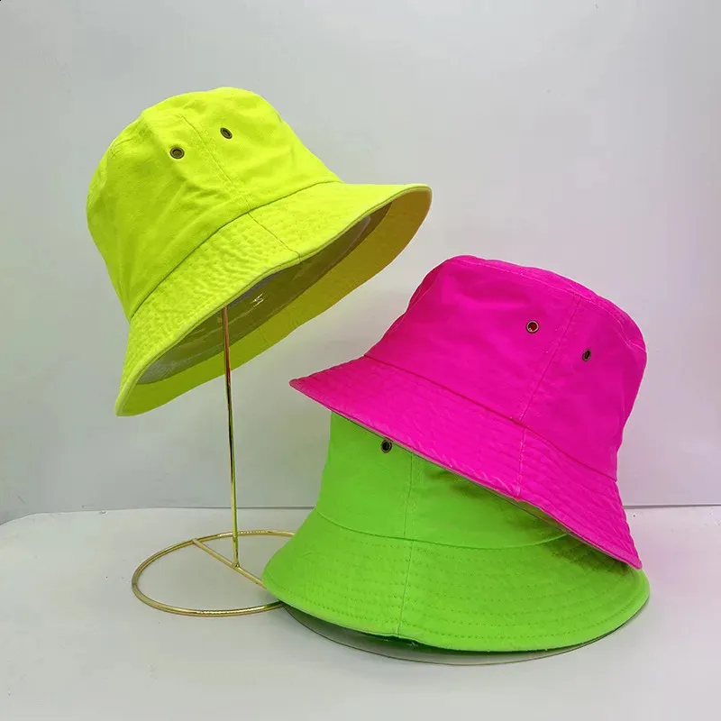Fluorescent Green Bucket Hats Four Seasons Candy... From Zhengrui02, $8 ...