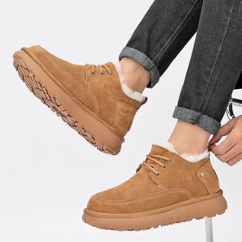 CE Designer Free Shipping Oxhide Affordable Winter Anti Slip Snow Boots With Thick Plush Cotton Shoes_voghion.com