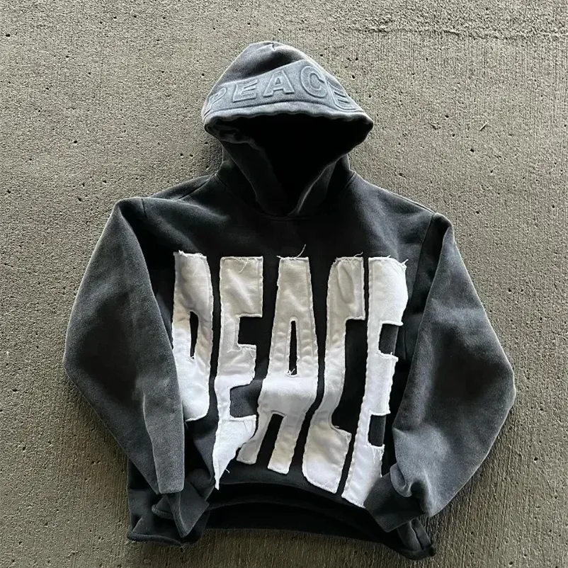 GETADME y2k Goth Harajuku Fashion Loose Coat Sweet Spice Casual sweatshirt Winter vintage alphabet Embroidery zipper hoodie for women