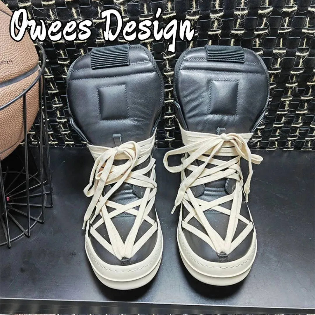 Owees Design High Top Platform Corss Tied Men's Casual Boot Shoes Women Sneakers Designer Flats Ankle Botas Size_desvips.com