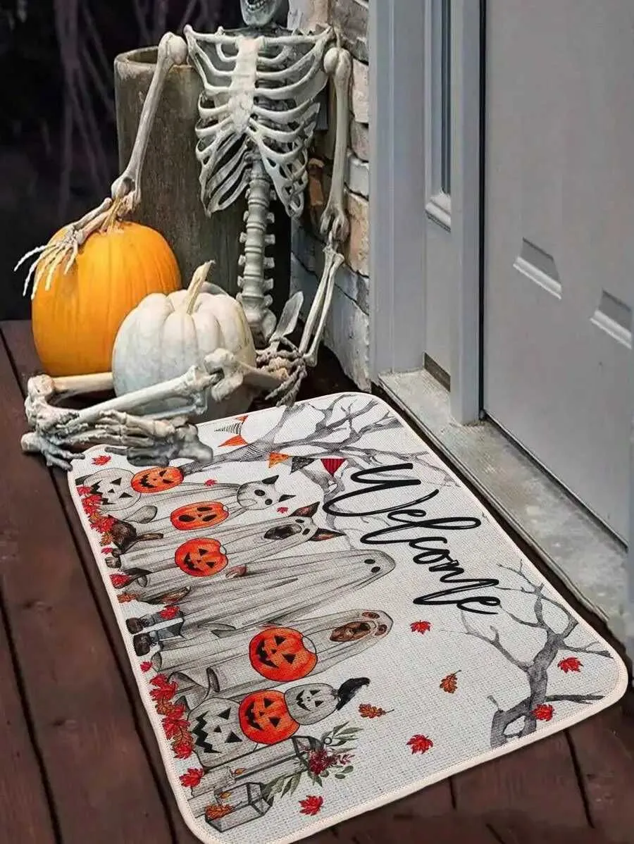 Skeleton Welcome Rug Vikama Halloween Skeleton Rug Trick Or Treat Doormat Indoor Outdoor ...