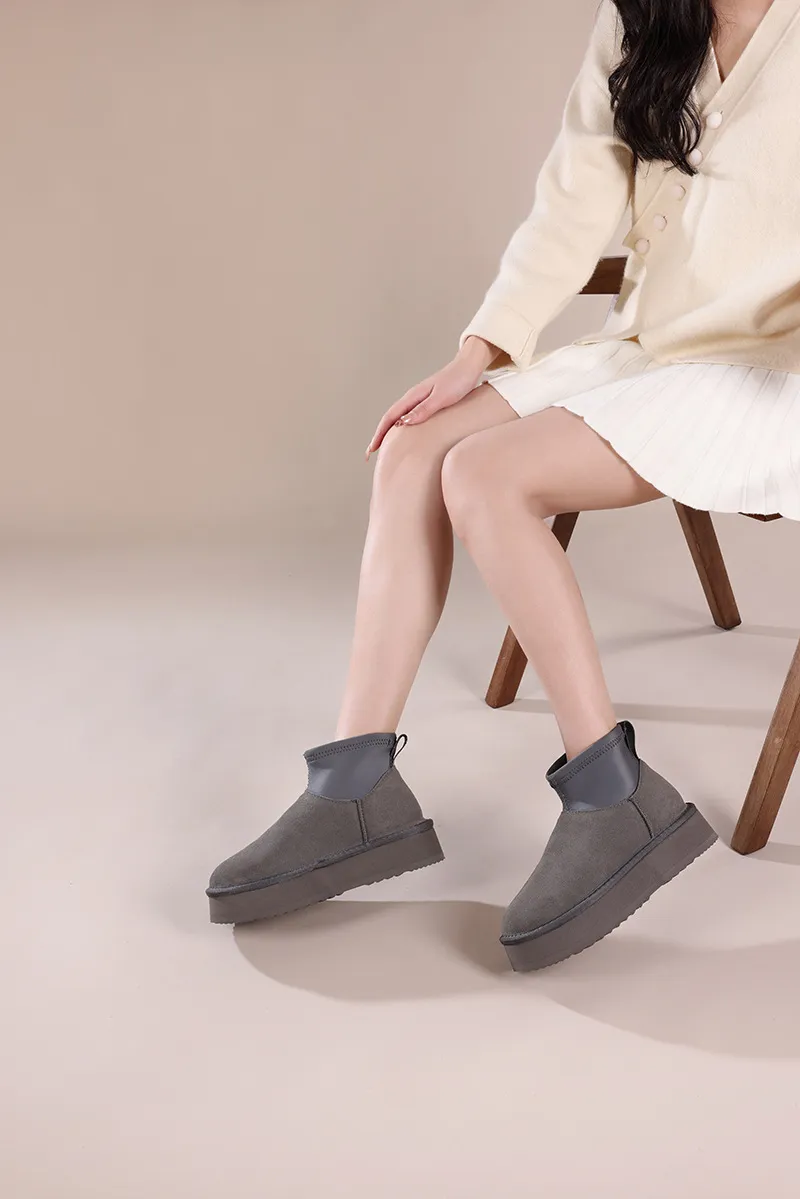 Damen Schneestiefel Aus Leder Mit Lammfellfutter Für Den Winter_voghion.com