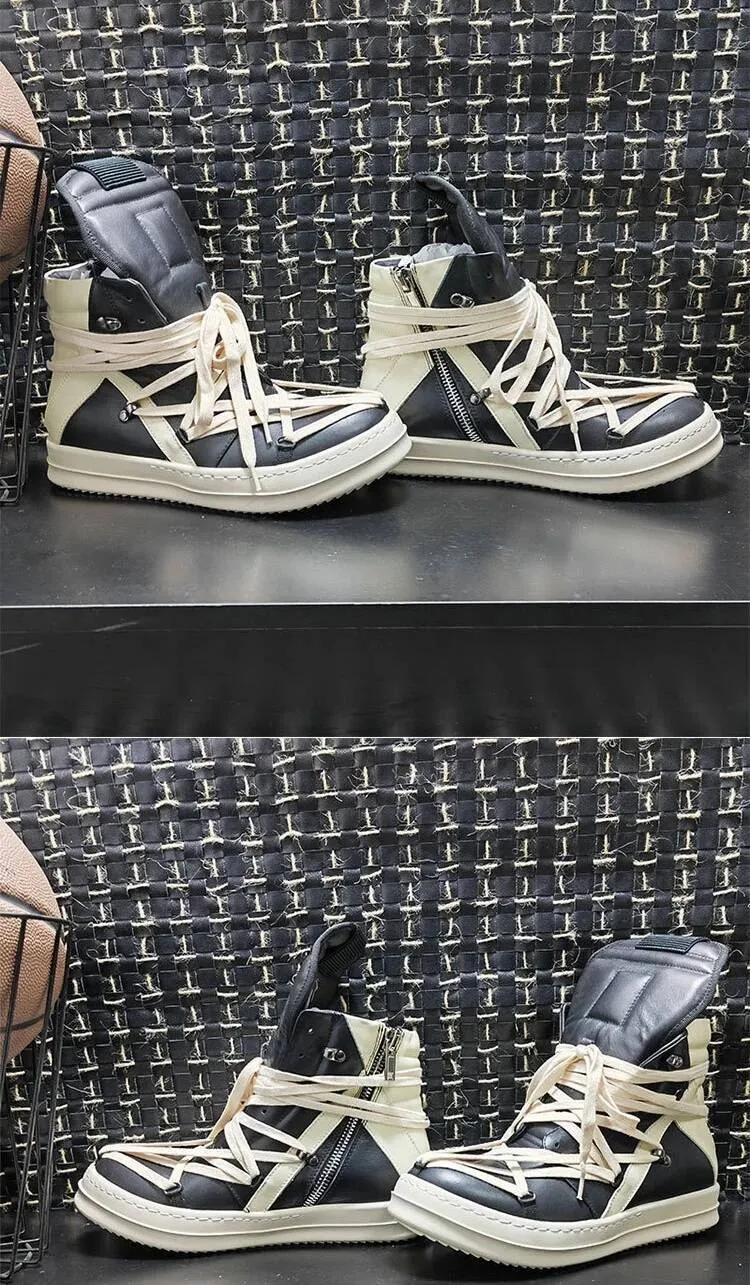 Owees Design High Top Platform Corss Tied Men's Casual Boot Shoes Women Sneakers Designer Flats Ankle Botas Size_desvips.com