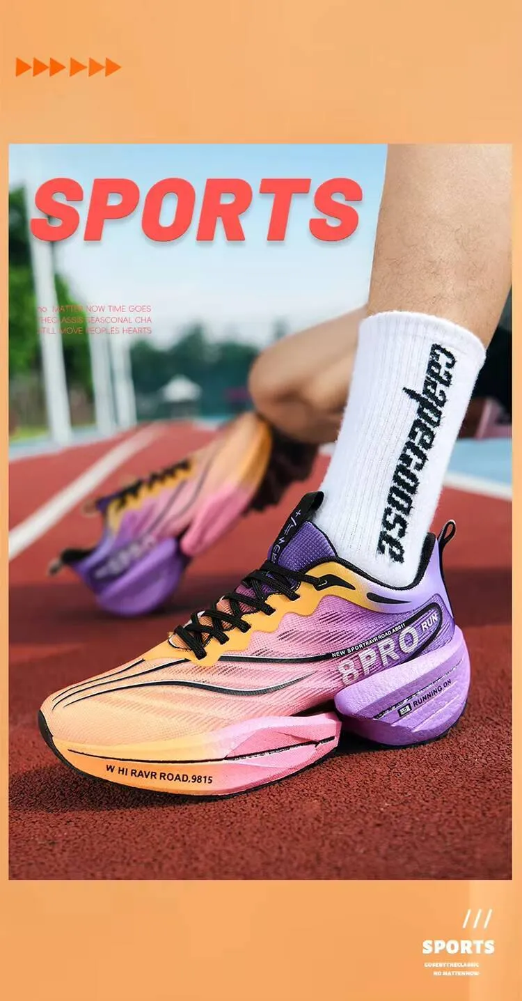 Men's Sneakers Carbon Plate Marathon Racing Cushioning Anti-slip Running Thick-soled Wear-resistant Couple Tennis Shoes_voghion.com