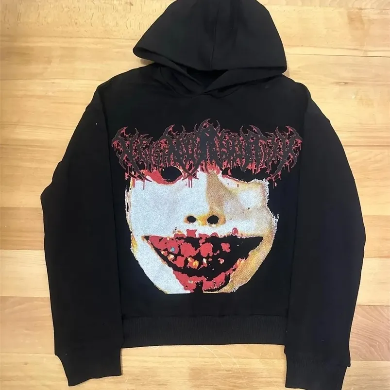 Y2K Star Graphic Zip-Up Hoodie – Oversized Gothic Sweatshirt For