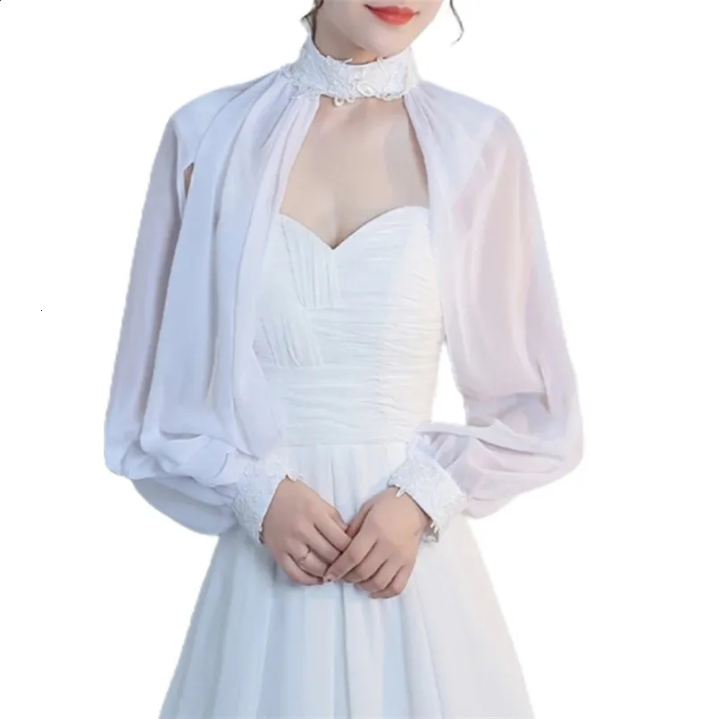 Braut Jacke Weiß Hochzeit Spitze Cape Achselzucken Produktbild-Vorschau 2