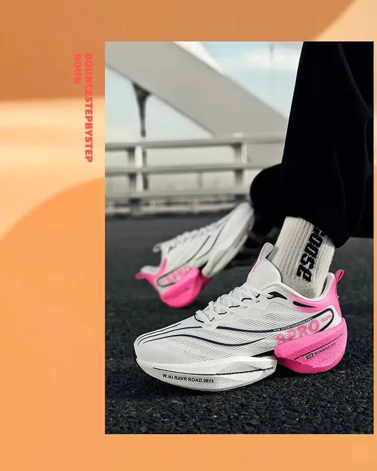 Men's Sneakers Carbon Plate Marathon Racing Cushioning Anti-slip Running Thick-soled Wear-resistant Couple Tennis Shoes_voghion.com