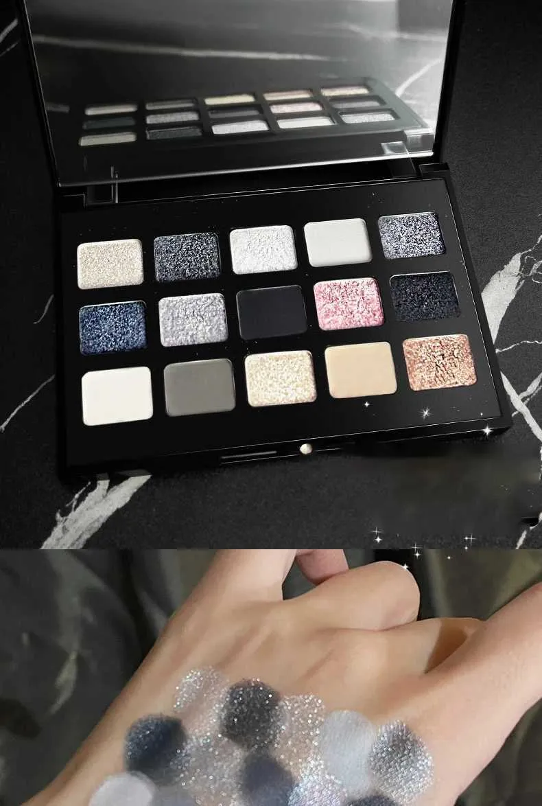 15色のアイシャドウパレットパールグリッターシマースモーキーダーク