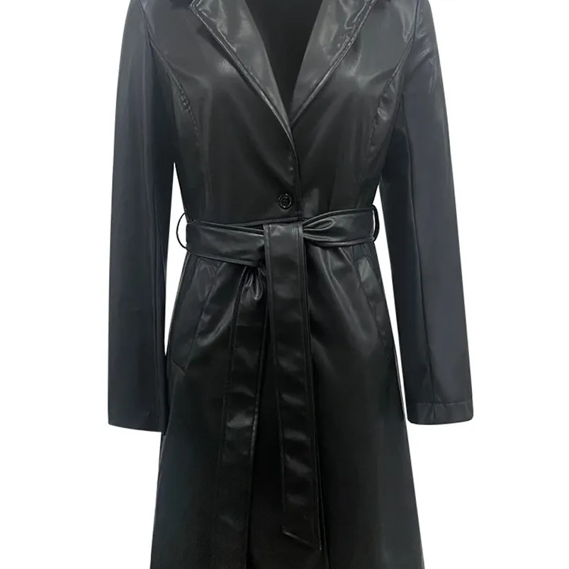 Black Leather Trench Coat For Women Stylish And Comfortable Casual