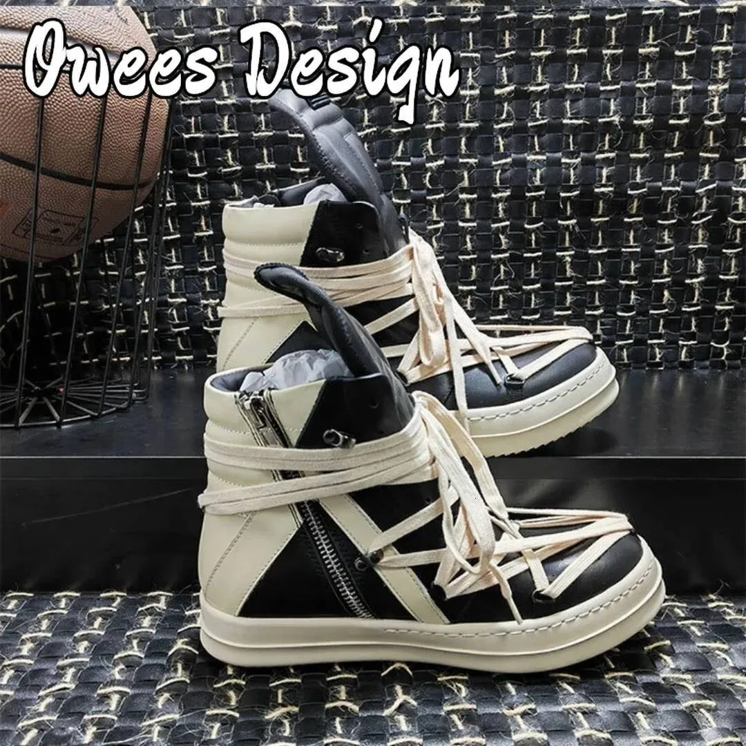Owees Design High Top Platform Corss Tied Men's Casual Boot Shoes Women Sneakers Designer Flats Ankle Botas Size_desvips.com