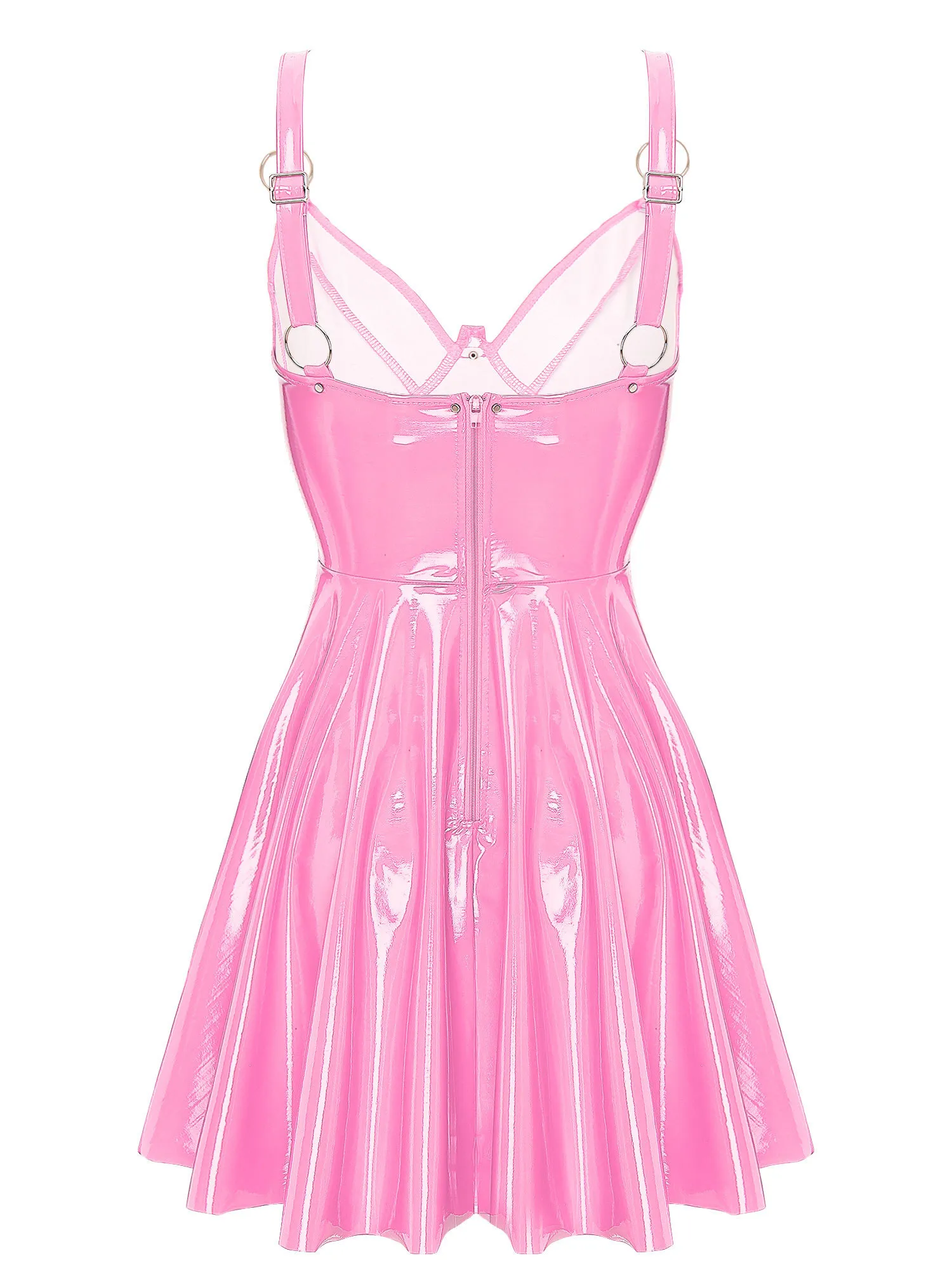 patent leather pink dress Short patent leather dress with opening.Light stretch. Sexy Pink