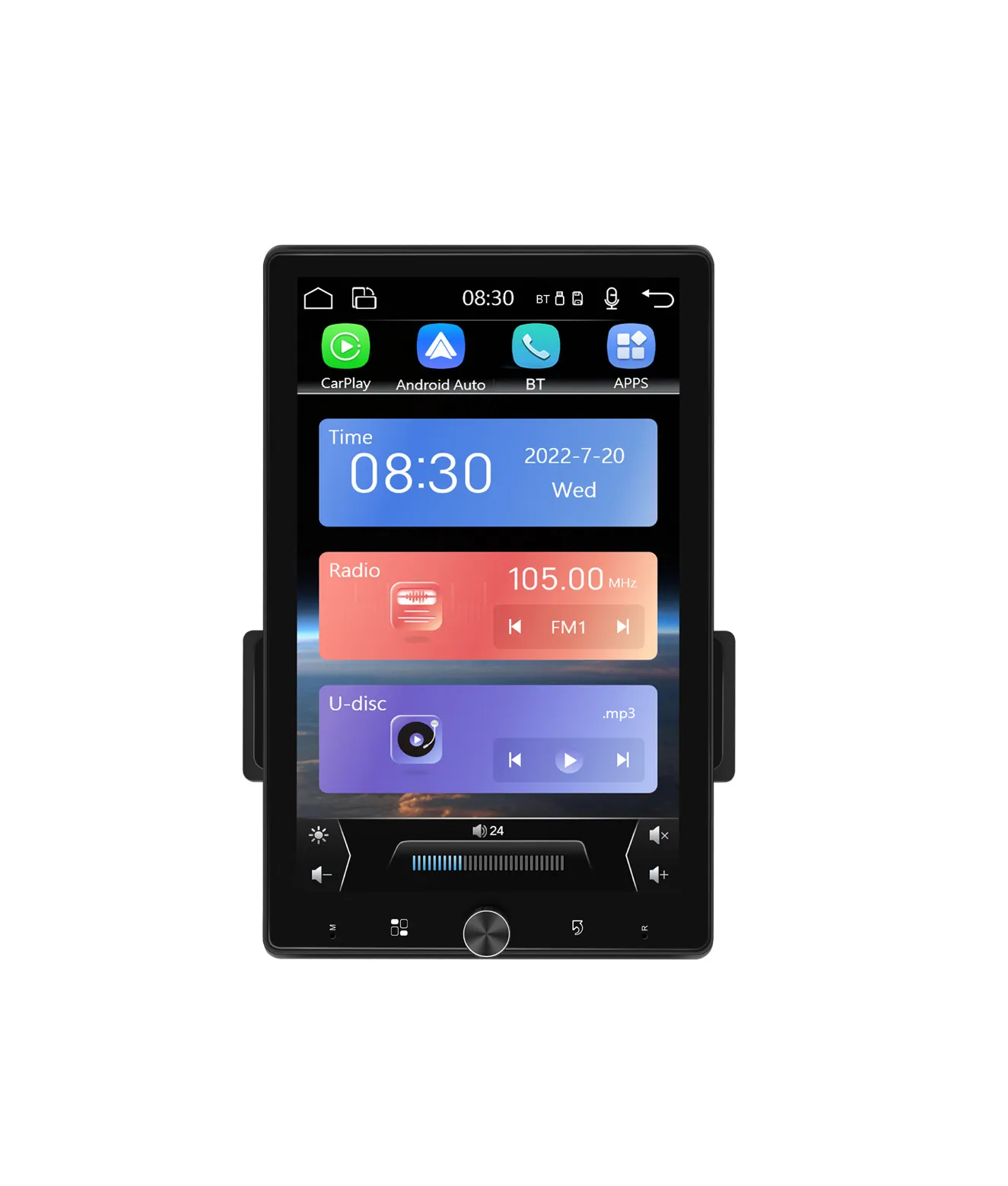 Podofo 10.1" Android 13 Single DIN Car Stereo - Rotatable Touch Screen, GPS, WiFi, 1+32GB