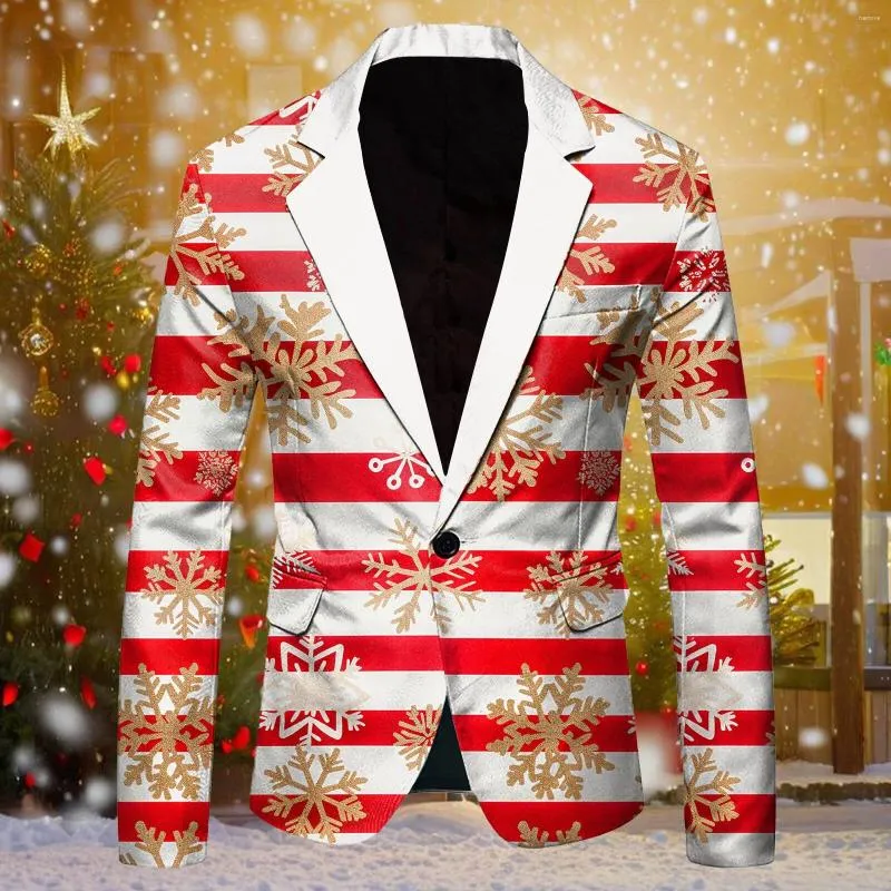 Giacca Uomo Festiva Natale Brillante – Blazer Stile Streetwear Con Stampa Natalizia, Comodo E Traspirante Per Feste E Serate