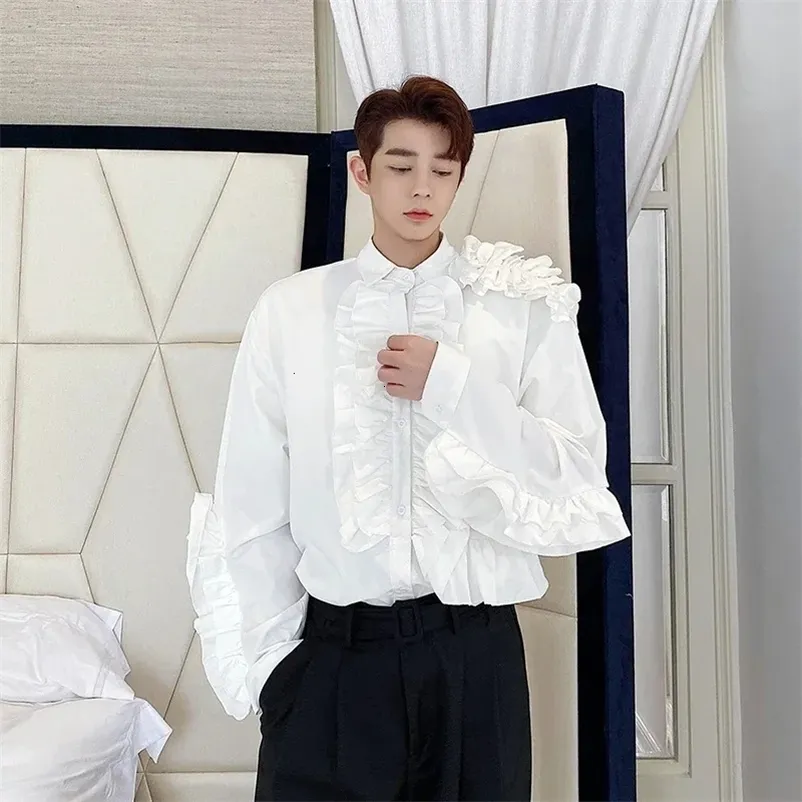 Vintage Gothic White Ruffle Tuxedo Ruffle shirt for Men - Long Sleeve Party Club Evening Blouse for Spring and Autumn Vintage Gothic White Ruffle Tuxedo Ruffle shirt for Men - Long Sleeve Party Club Evening Blouse for Spring and Autumn