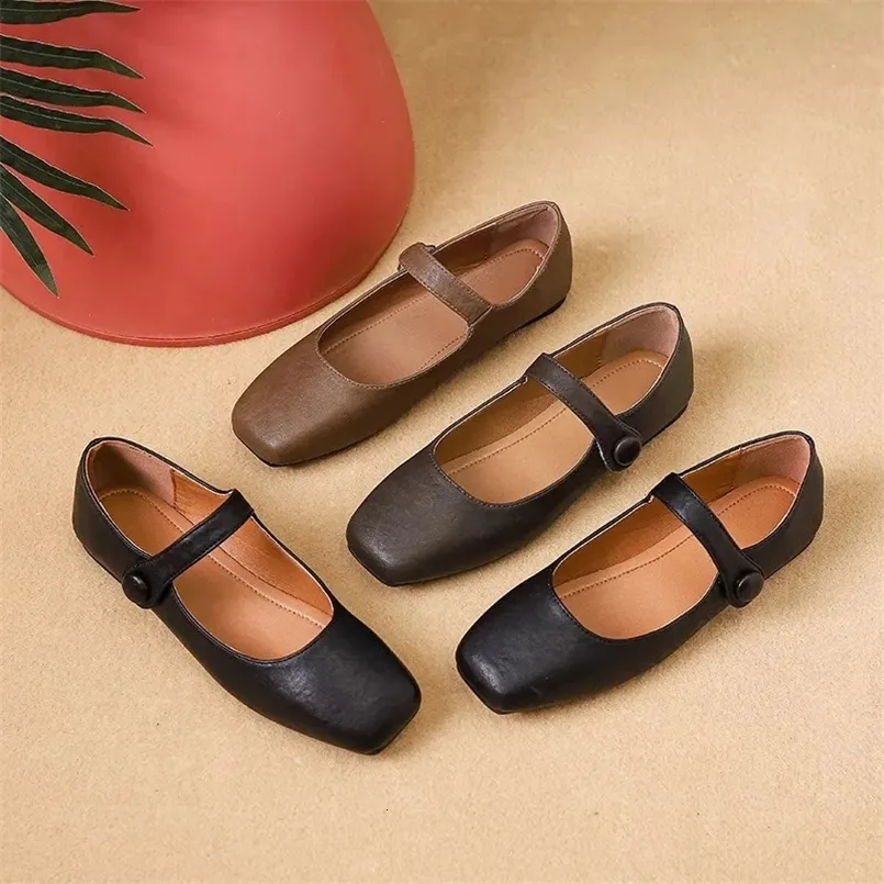 Mocassins Lolita rétro printemps femme bout carré uni ballerines noires élégantes Mary Jane kawaii chaussures pieds nus_voghion.com