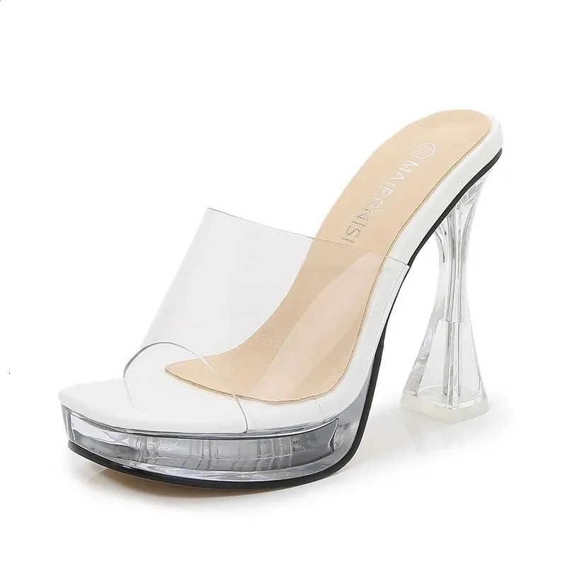 Fashion Silver CRYSTAL PVC Transparent Platform Slippers Summer Women Custom High Heel Sandals Ladies Club Dance Shoes_voghion.com
