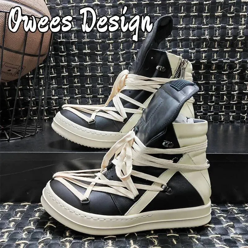 Owees Design High Top Platform Corss Tied Men's Casual Boot Shoes Women Sneakers Designer Flats Ankle Botas Size_desvips.com