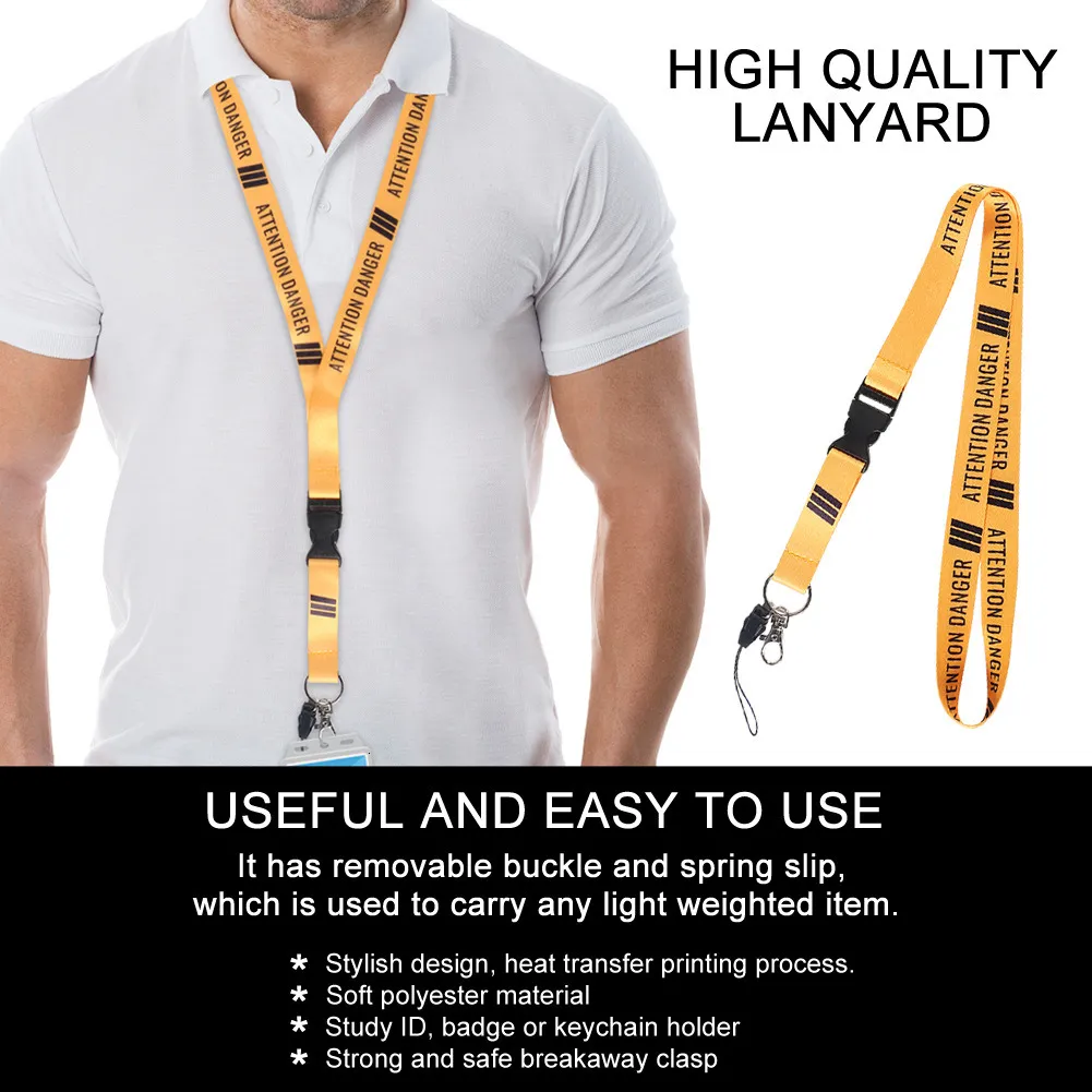 Yellow Lufthansa Neck Strap Flight Crew Key Chain, Metal Alloy