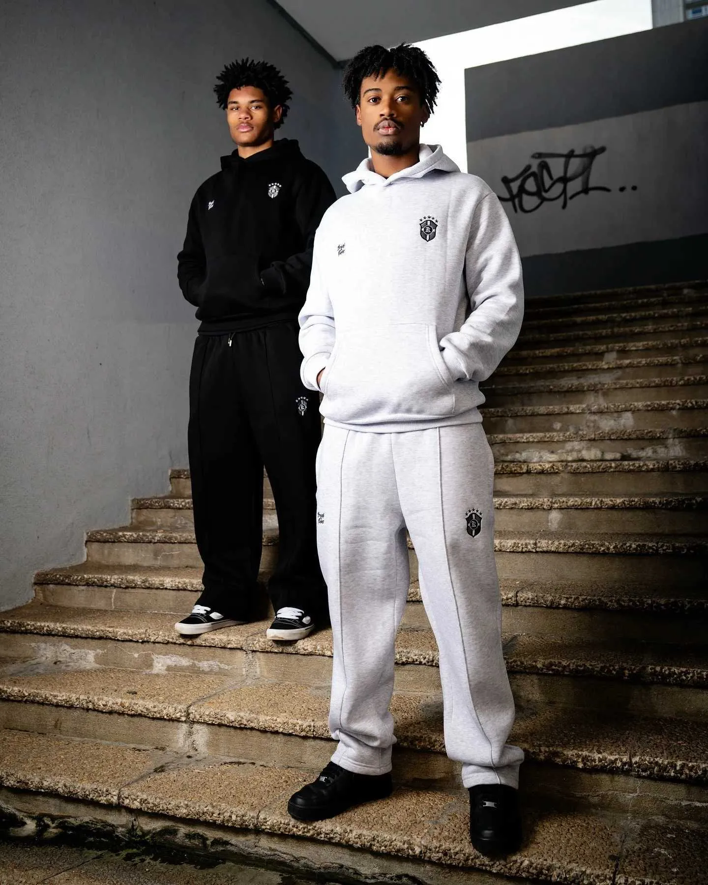 Brazil Grey Acrylic Hoodie and Jogger Set Men Sport Full-Opening