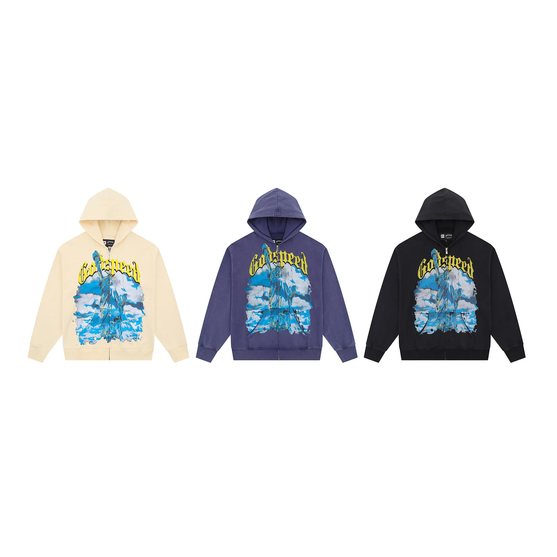 Designer God Speed Statue Of Liberty Print Hoodie For... From 