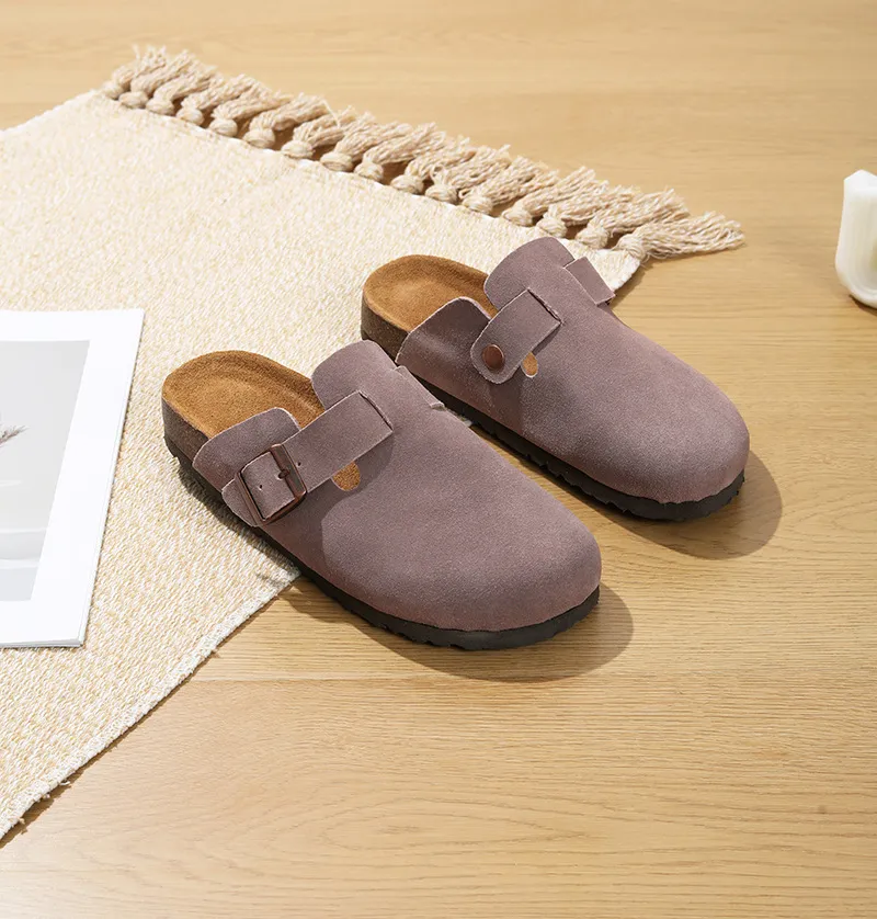 Nouveauté : Chaussures de créateur neuves, livraison gratuite. Pantoufles d'intérieur et d'extérieur en cuir de vachette de haute qualité, en liège, pour hommes et femmes._voghion.com