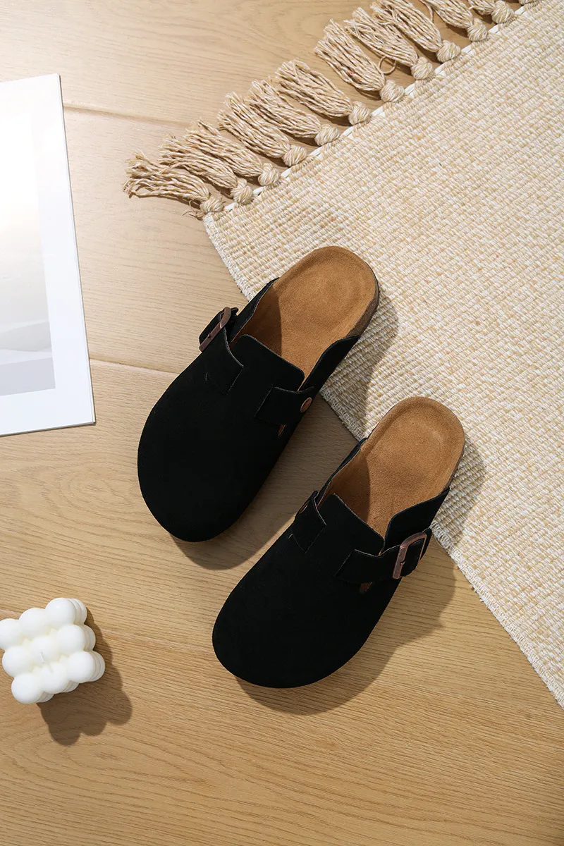 Nouveauté : Chaussures de créateur neuves, livraison gratuite. Pantoufles d'intérieur et d'extérieur en cuir de vachette de haute qualité, en liège, pour hommes et femmes._voghion.com